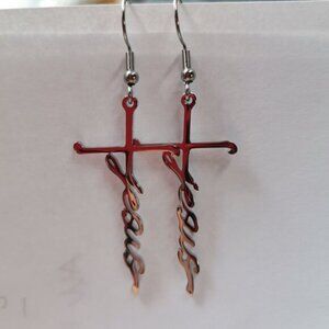 Silver Jesus Cross Earrings Christian Religious Jewelry Gift Faith Statement